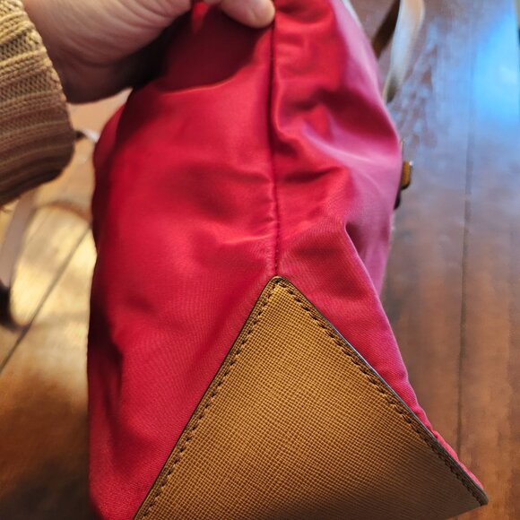 Michael Kors Kempton Red Nylon with Leather Accents Tote Bag - Picture 13 of 16